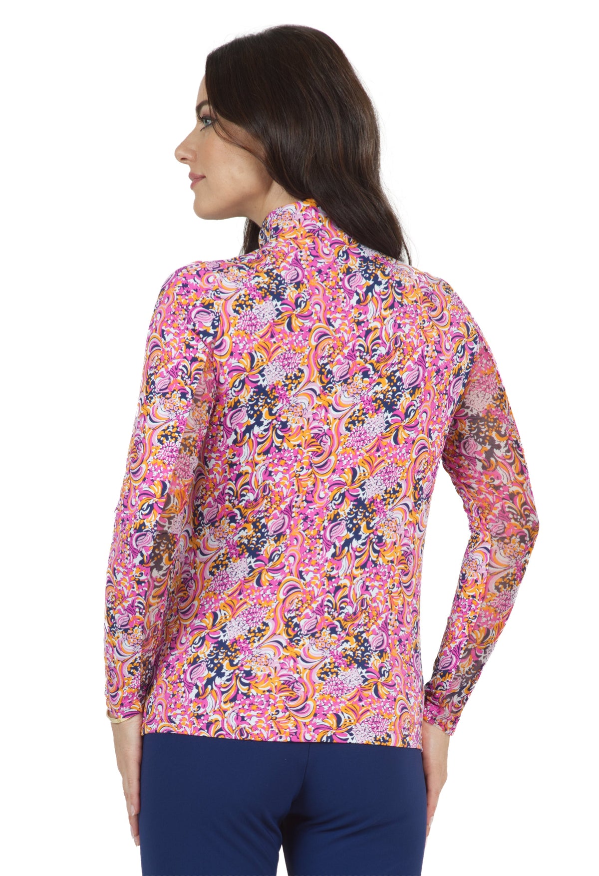 Marissa Print Long Sleeve Mock Neck Top – 10656