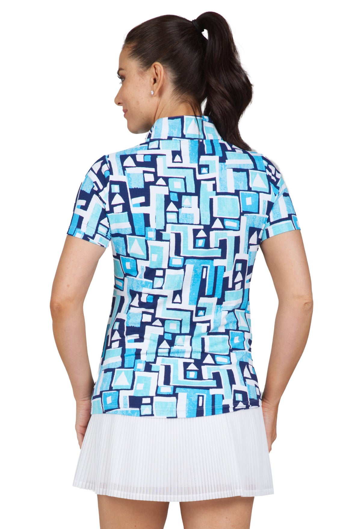 Jennifer Print Short Sleeve Mock Neck – 17543