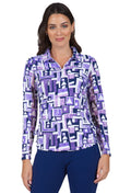 Jennifer Print Adjustable Length Long Sleeve Polo - 48543
